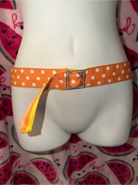 🧡 Reversible Polka Dot / Striped Belt with Rhinestone Buckle